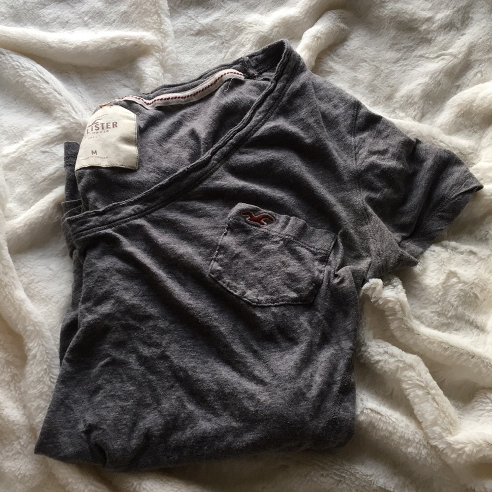 Gray V-Neck Tee from Hollister